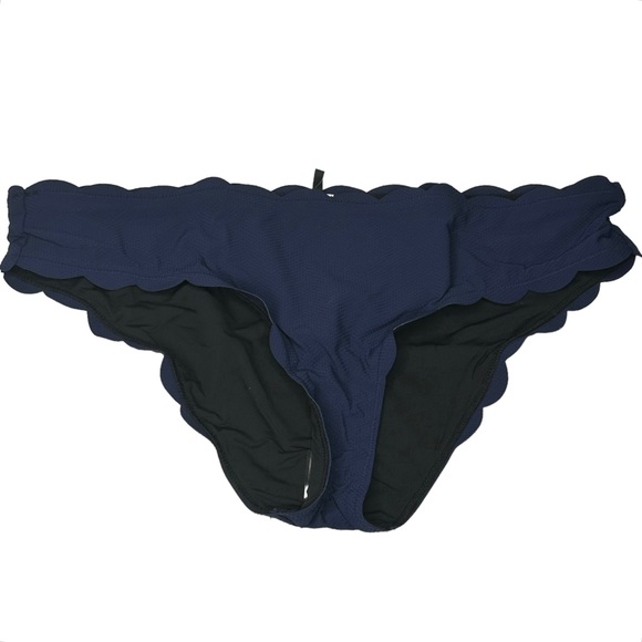 J. Crew Bikini Bottom XL Scallop piqué surf hipster Navy - Picture 4 of 7